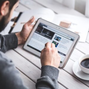 man doing research